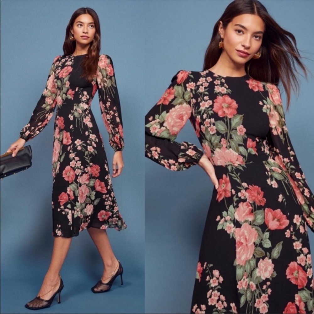 Reformation 16 Luanne Floral Louise Midi Dress